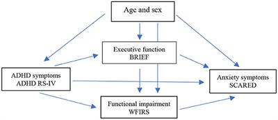 Executive functions mediate the association between ADHD symptoms and anxiety in a clinical adolescent population